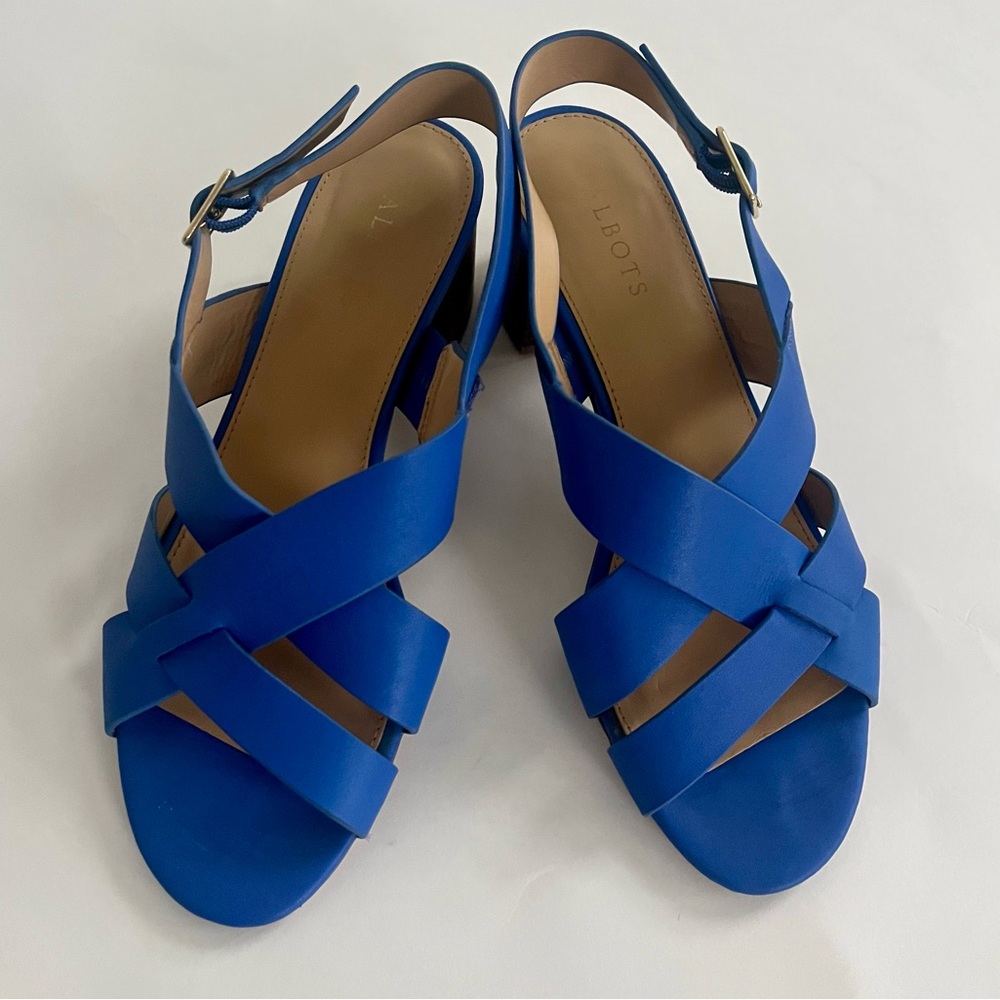 TALBOTS Plum Blue Block-heeled Sandals Size 9.5